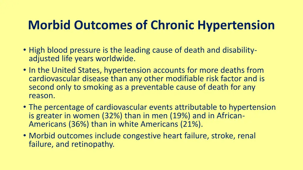 morbid outcomes of chronic hypertension