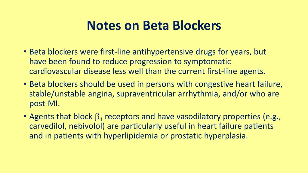 notes on beta blockers