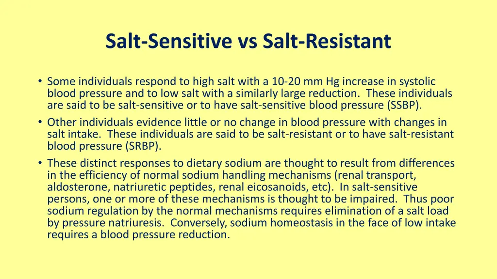 salt sensitive vs salt resistant