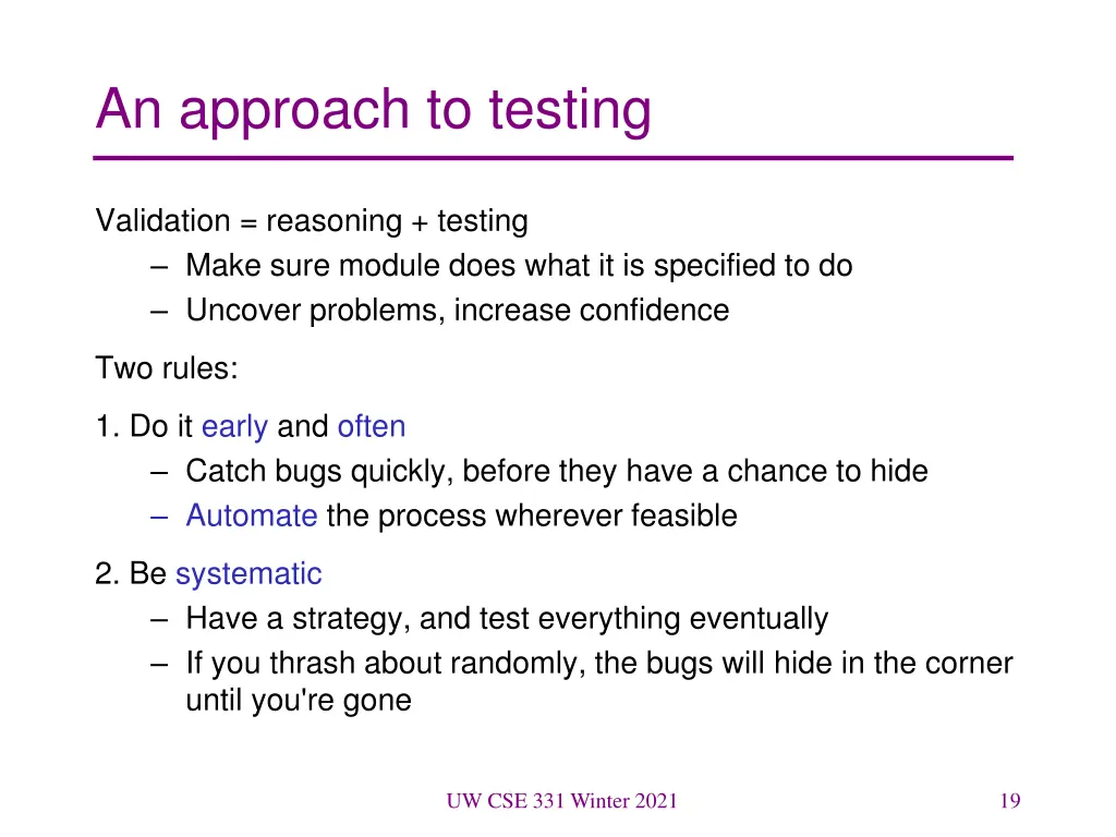 an approach to testing