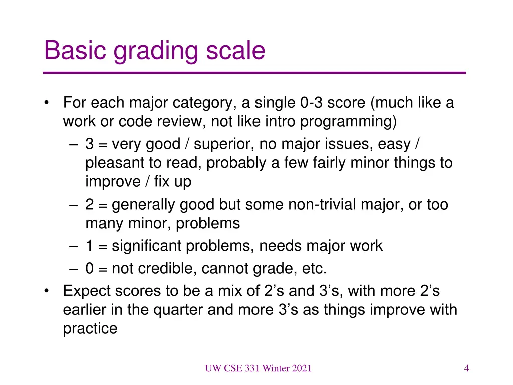 basic grading scale
