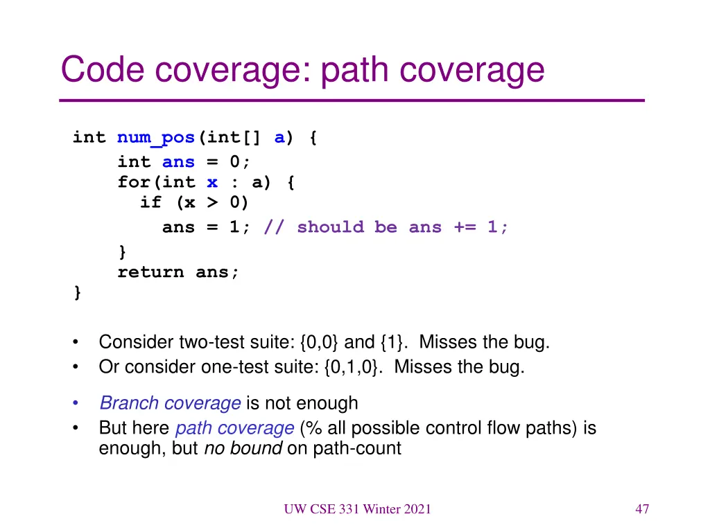 code coverage path coverage