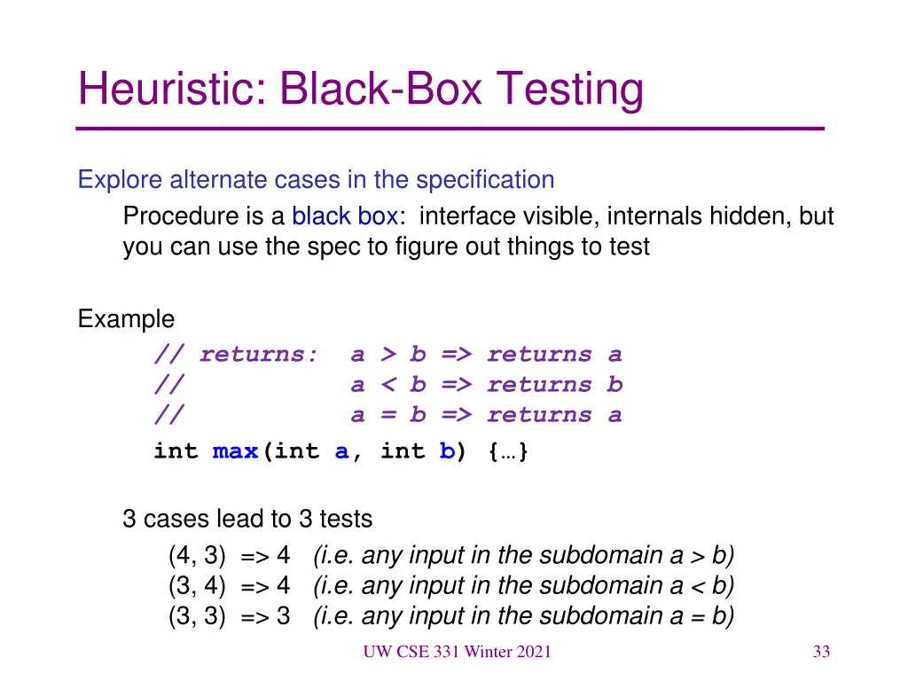 heuristic black box testing