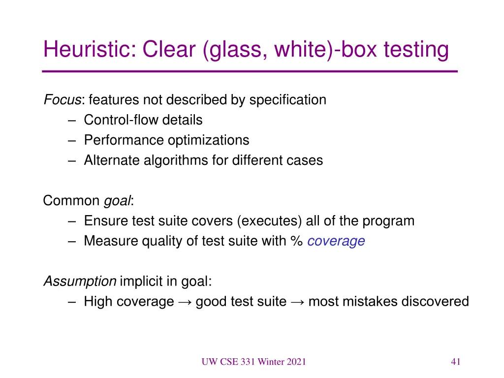heuristic clear glass white box testing