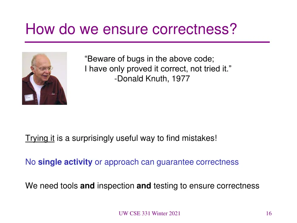 how do we ensure correctness 1