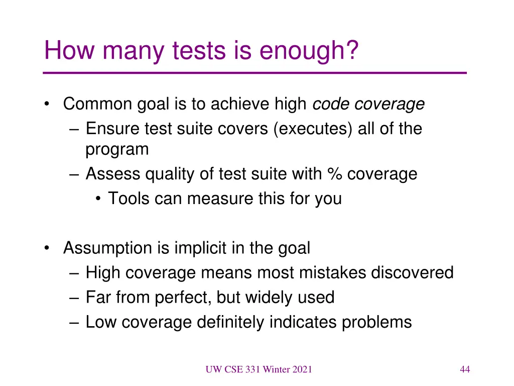 how many tests is enough