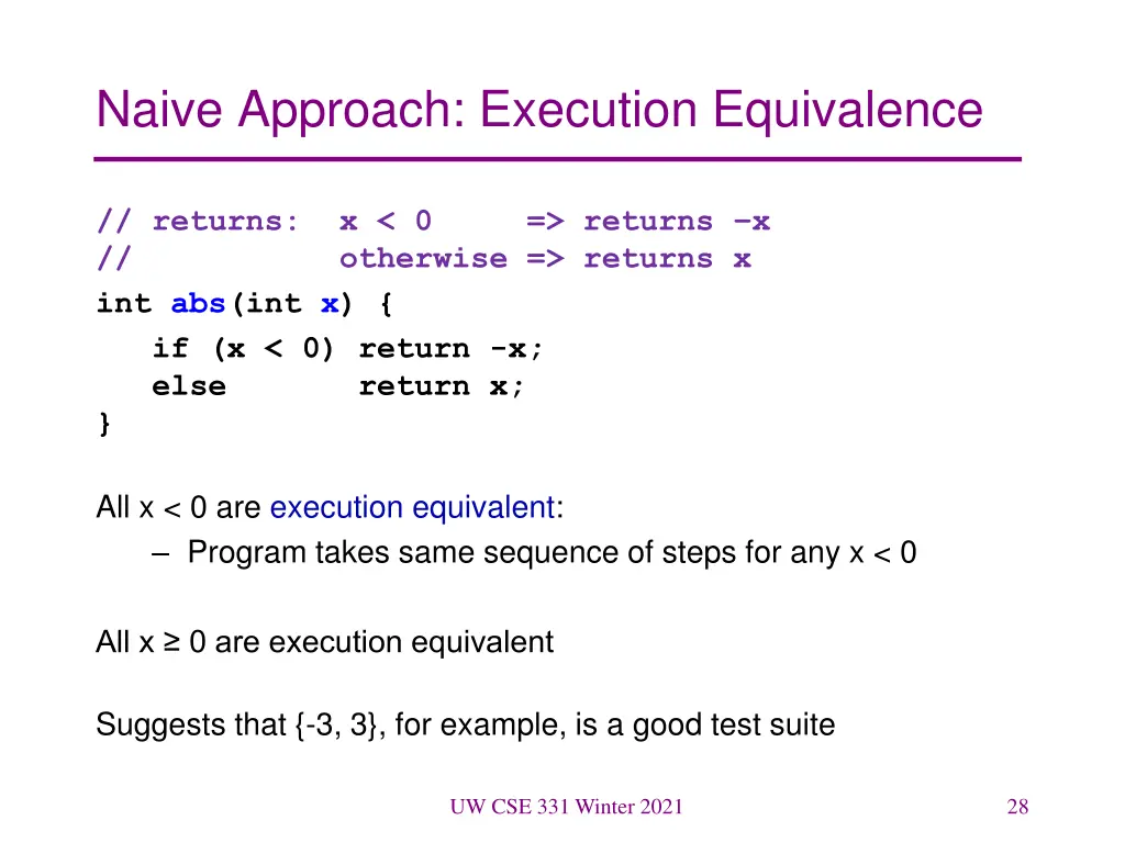 naive approach execution equivalence