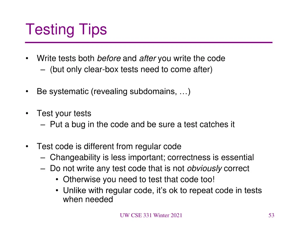 testing tips