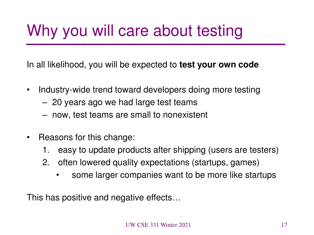 why you will care about testing
