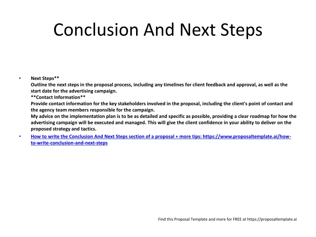 conclusion and next steps