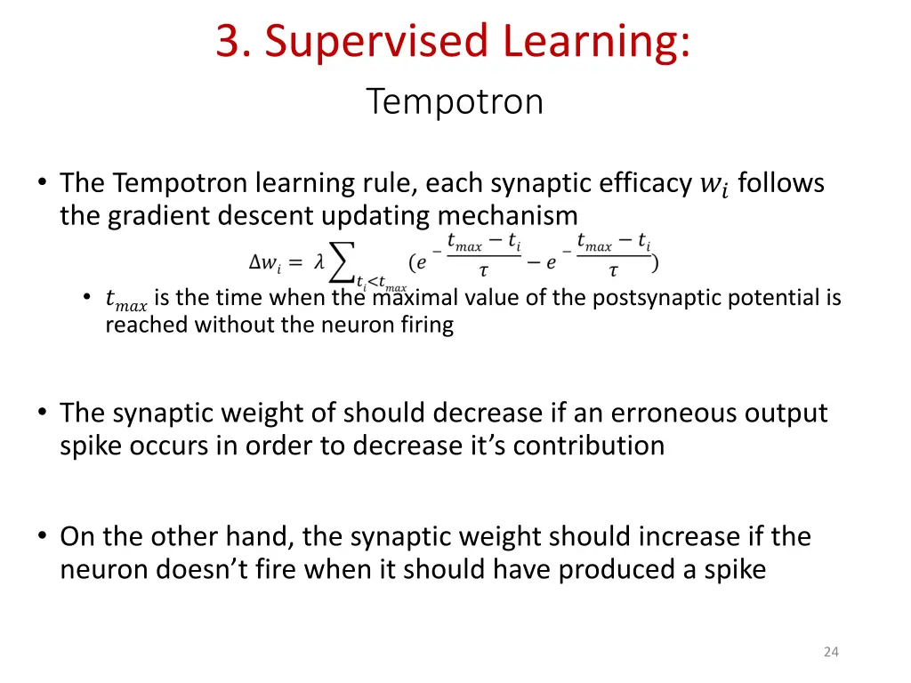 3 supervised learning tempotron 1