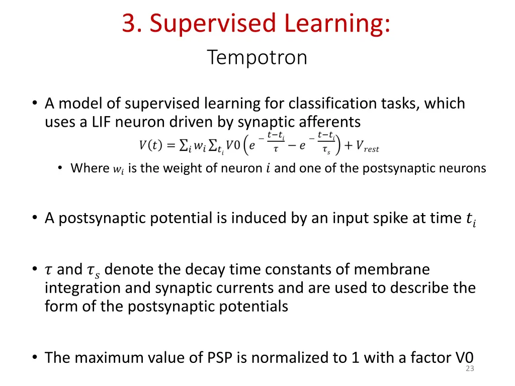 3 supervised learning tempotron