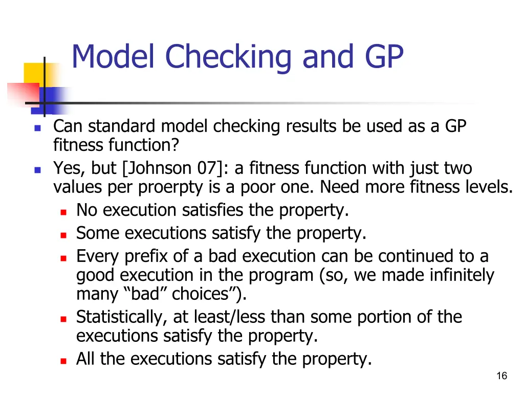 model checking and gp