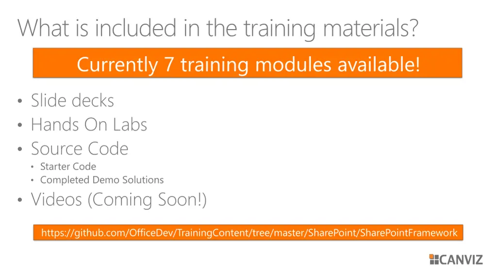 what is included in the training materials