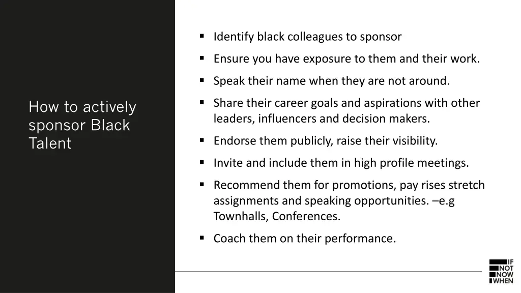 identify black colleagues to sponsor