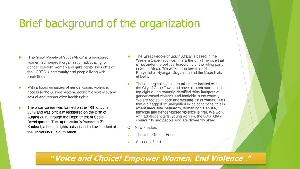 brief background of the organization