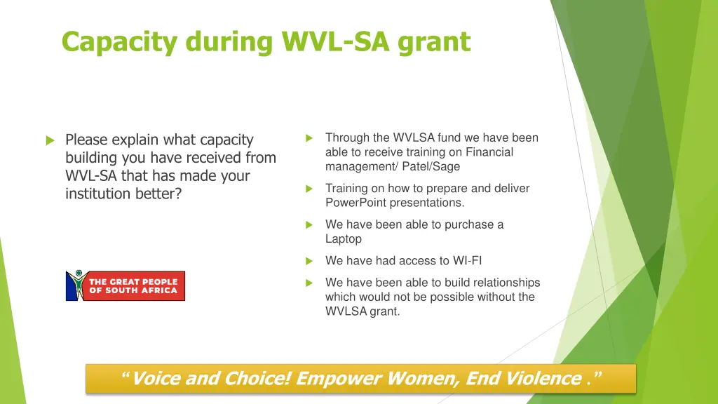capacity during wvl sa grant