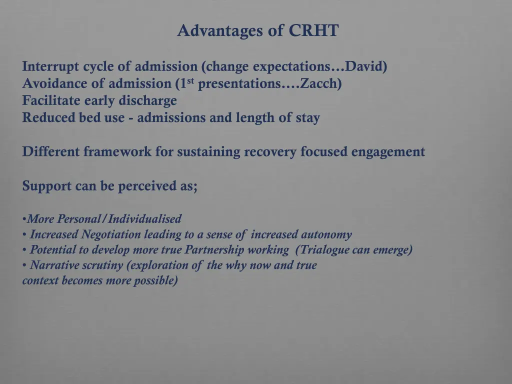 advantages of crht
