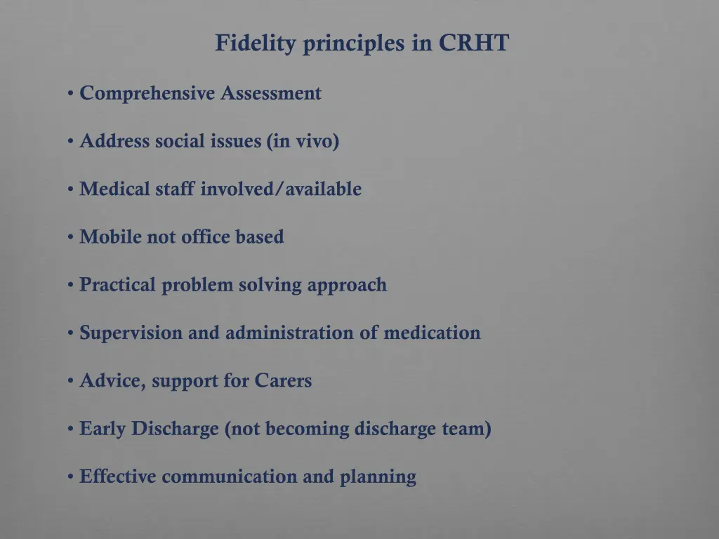 fidelity principles in crht 1