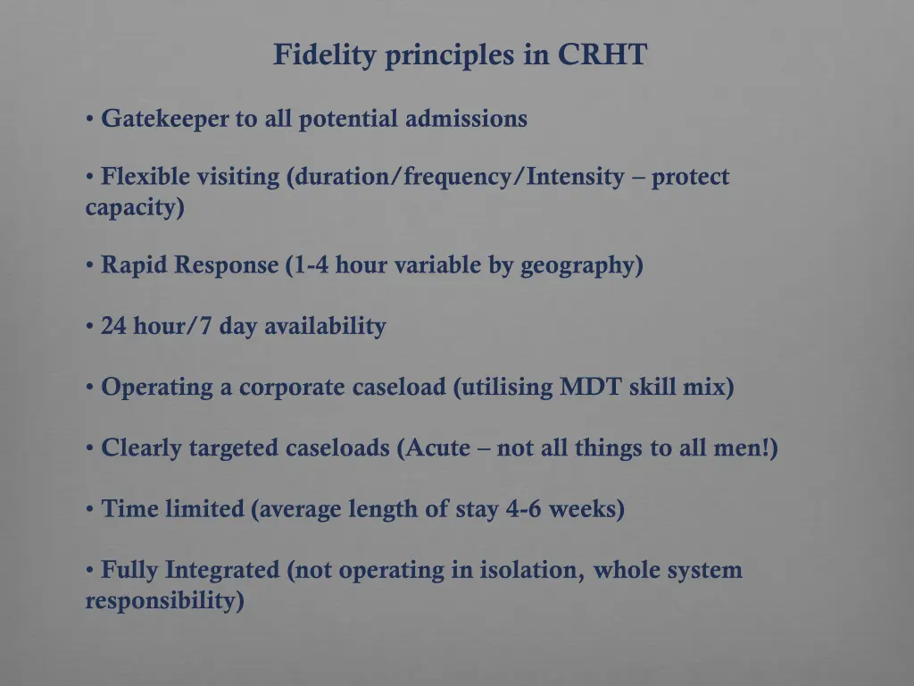 fidelity principles in crht