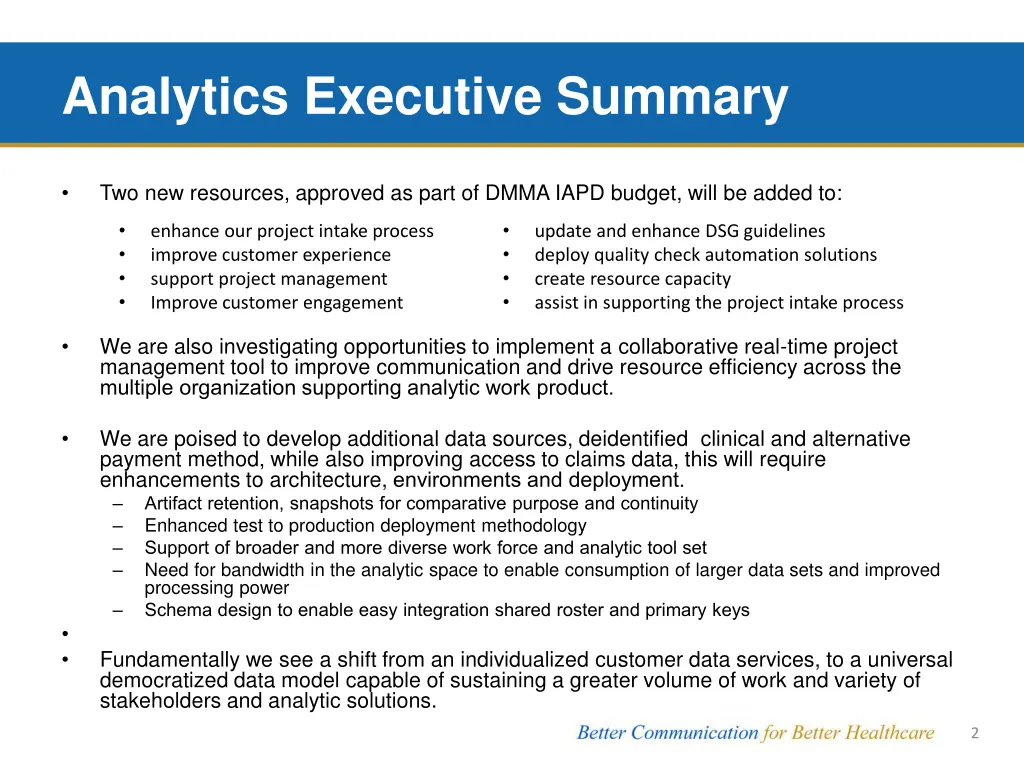 analytics executive summary