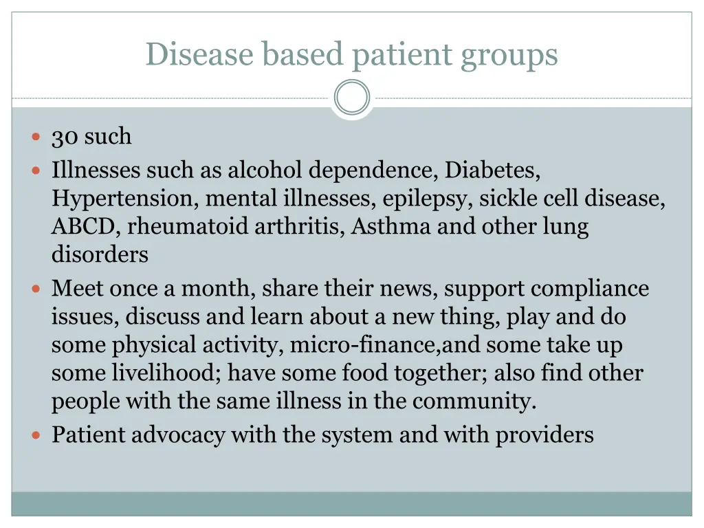 disease based patient groups