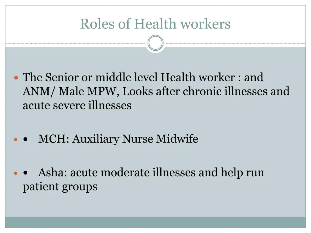 roles of health workers