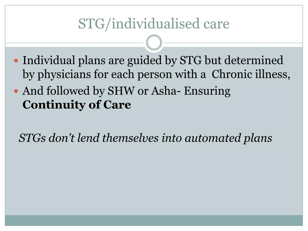 stg individualised care