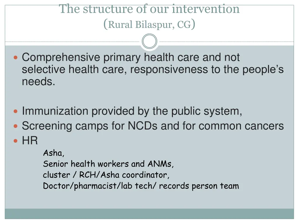 the structure of our intervention rural bilaspur