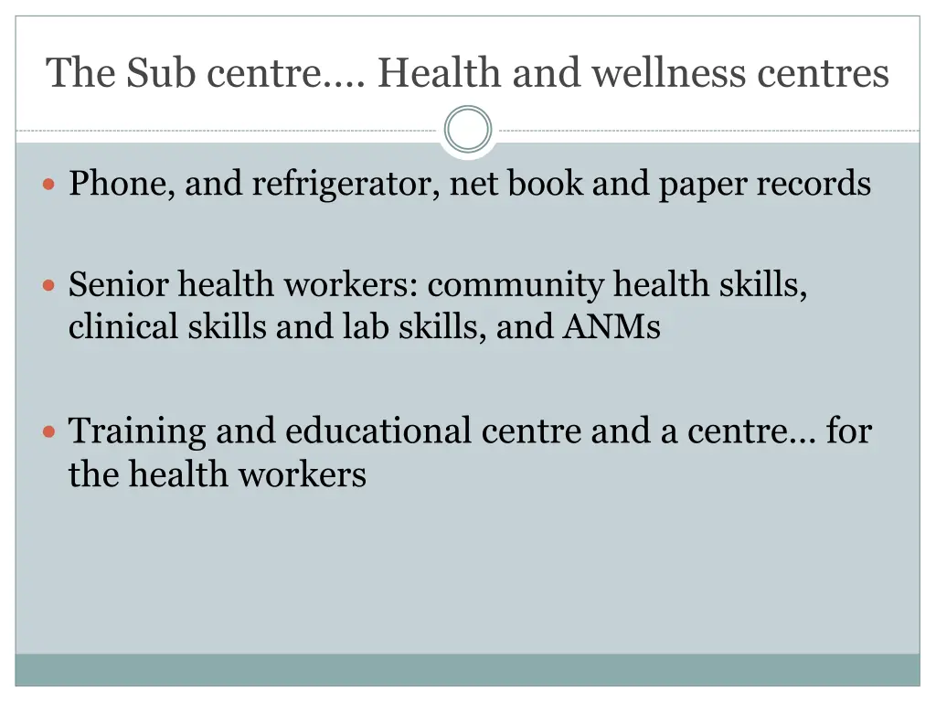 the sub centre health and wellness centres