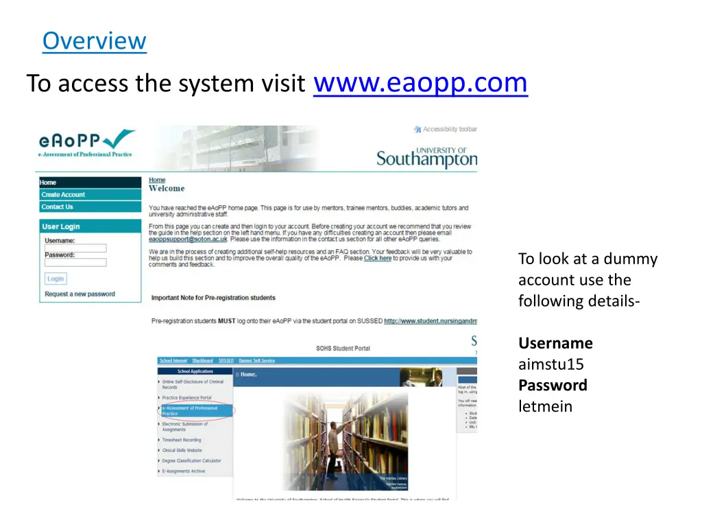 overview to access the system visit www eaopp com