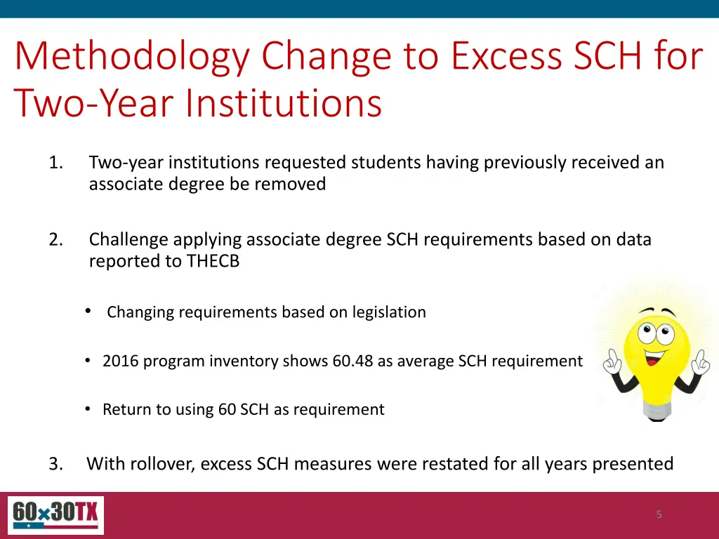methodology change to excess sch for two year