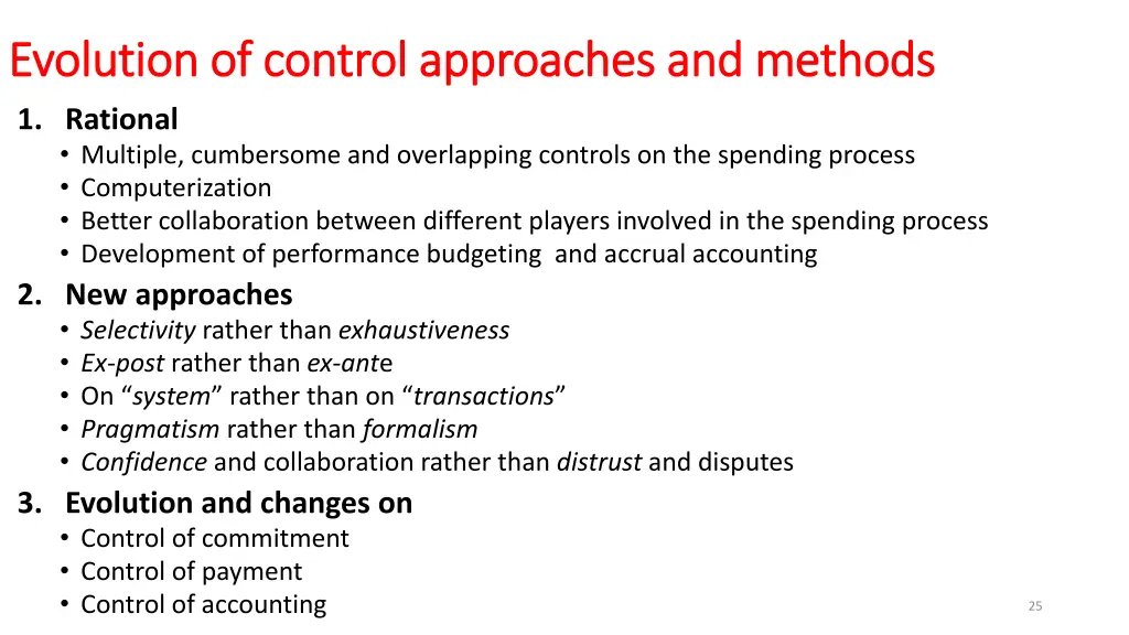evolution of control approaches and methods