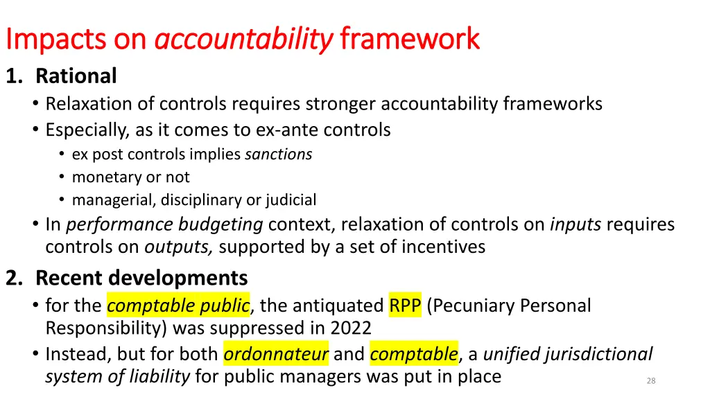 impacts on impacts on accountability