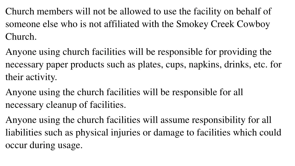 church members will not be allowed