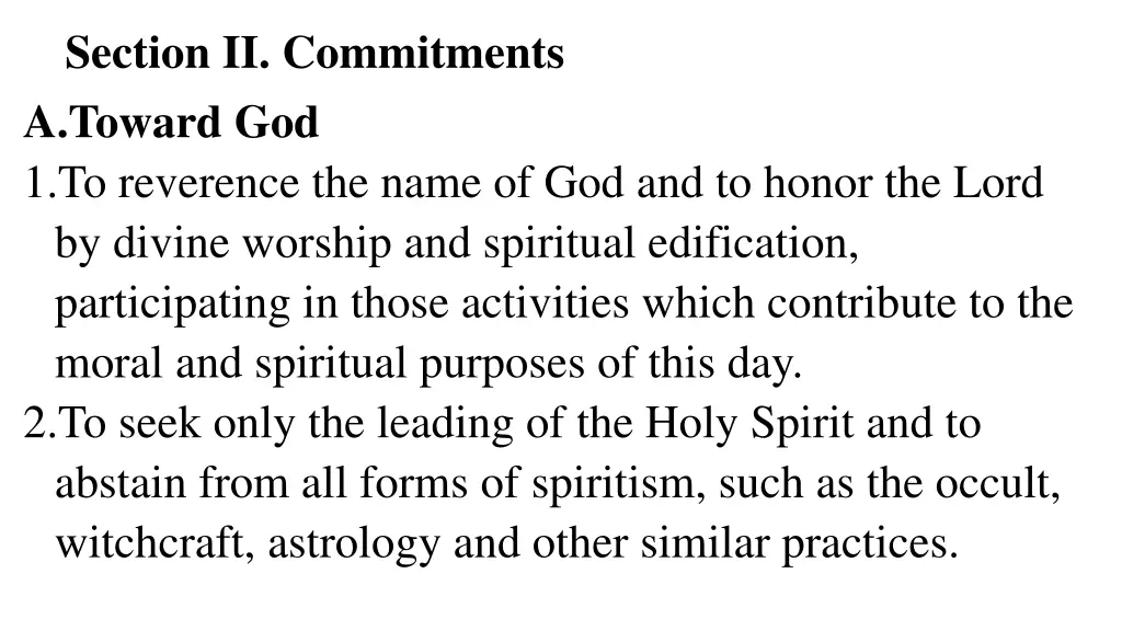 section ii commitments a toward