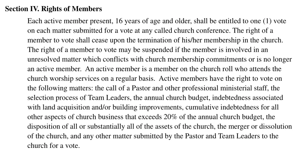 section iv rights of members each active member