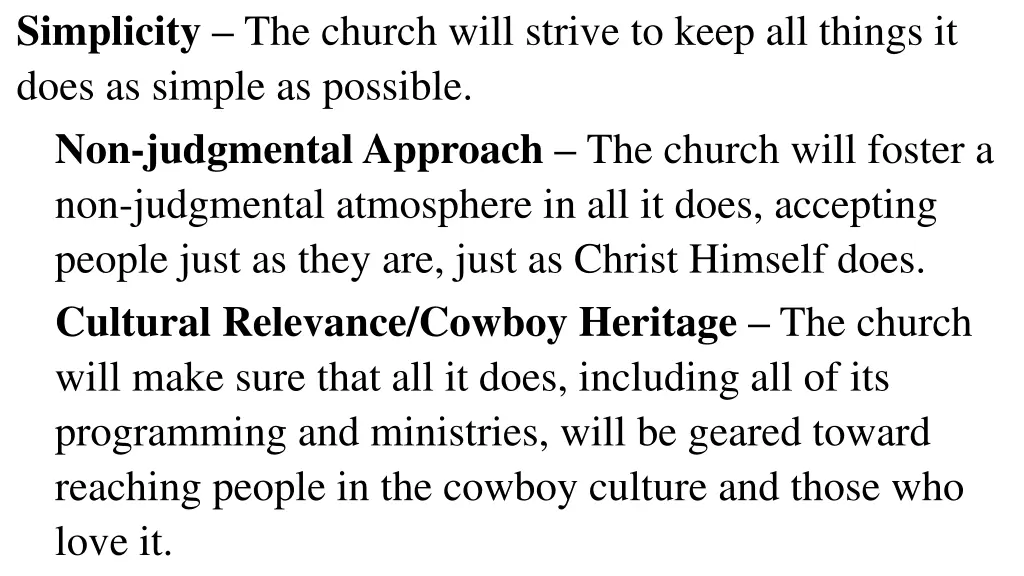 simplicity the church will strive to keep