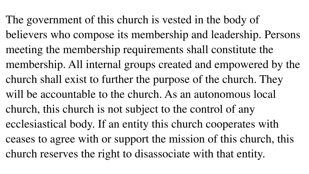 the government of this church is vested