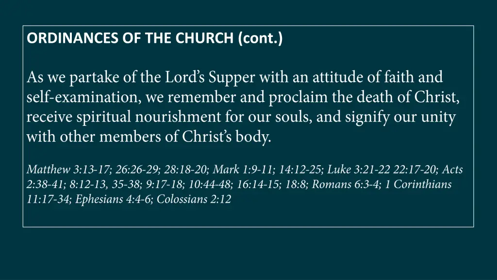 ordinances of the church cont 1