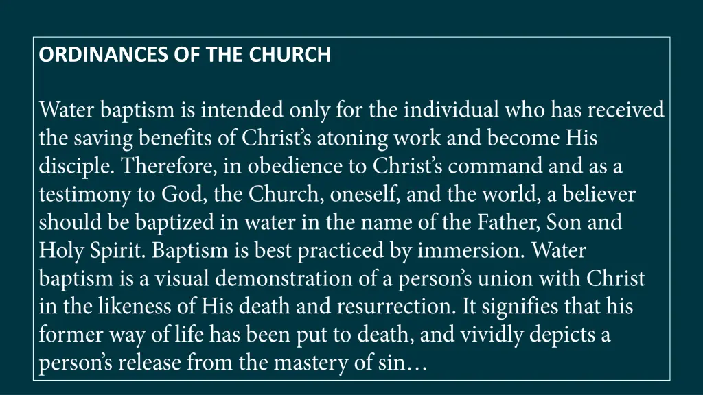 ordinances of the church