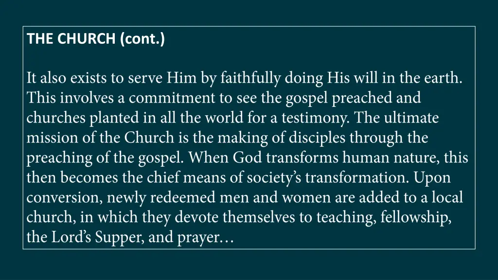 the church cont