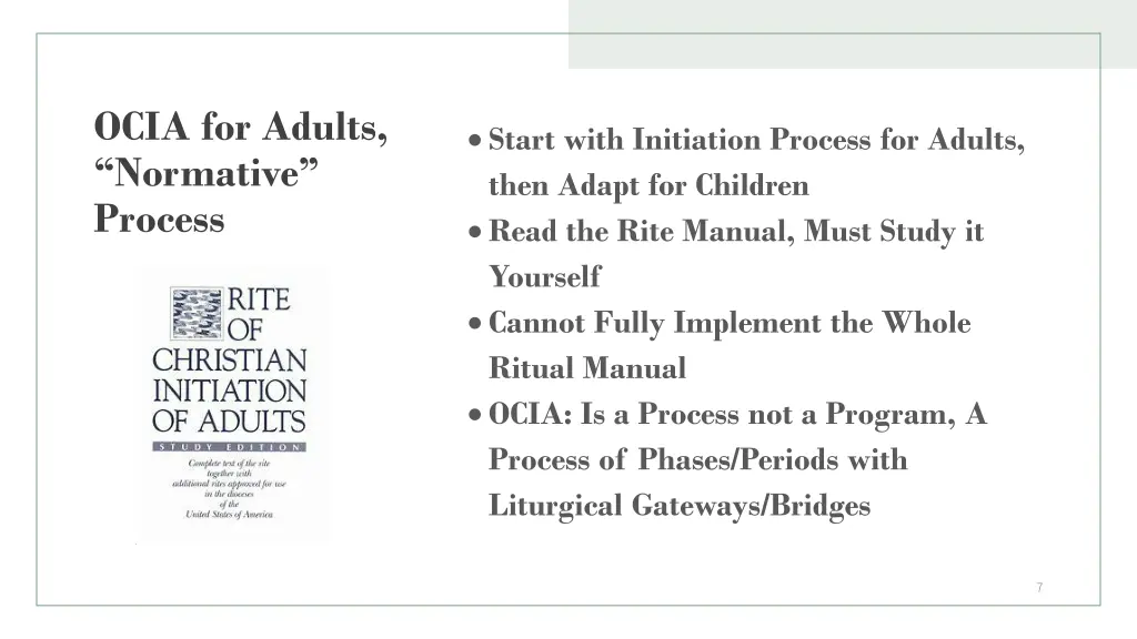 ocia for adults normative process