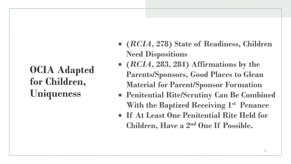 rcia 278 state of readiness children need