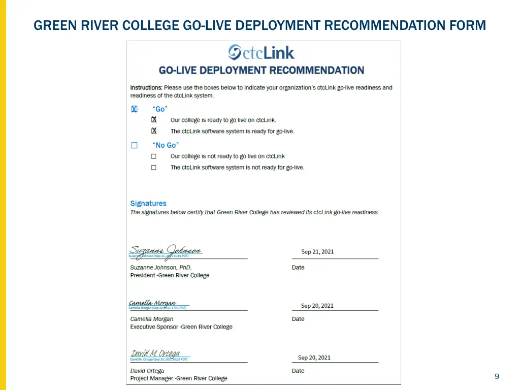 green river college go live deployment