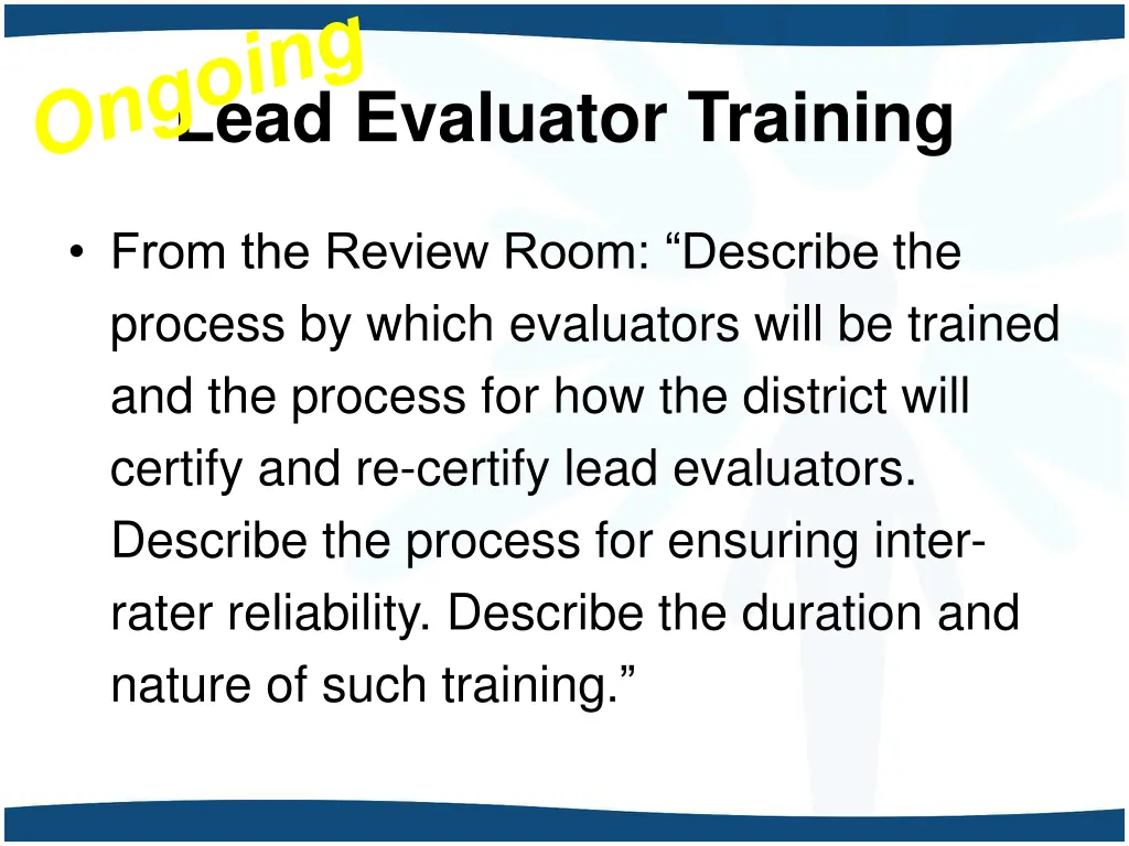 lead evaluator training 2