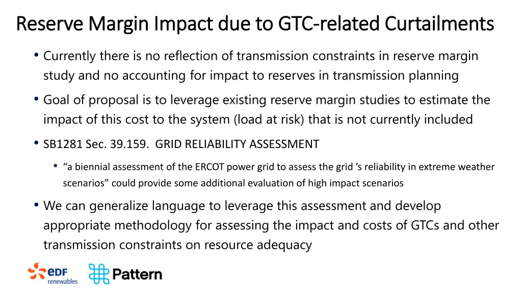 reserve margin impact due to gtc reserve margin