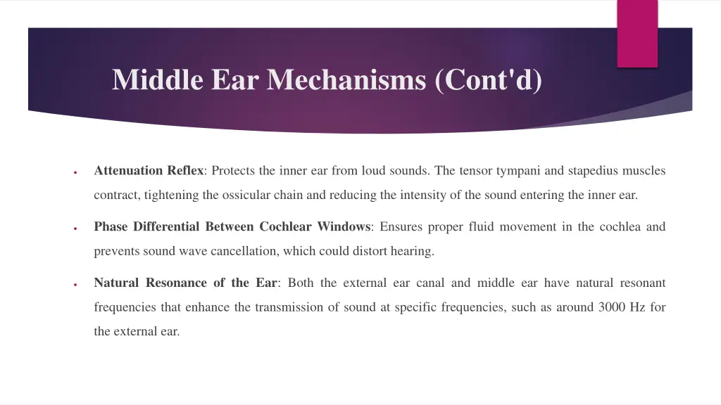 middle ear mechanisms cont d