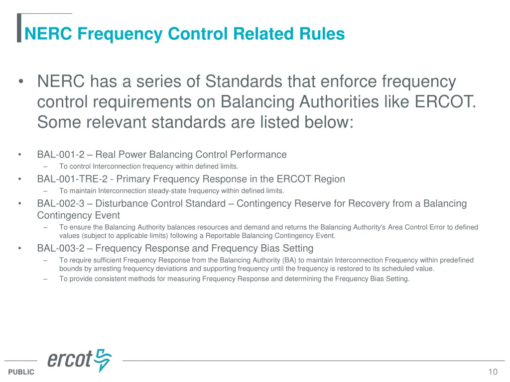 nerc frequency control related rules