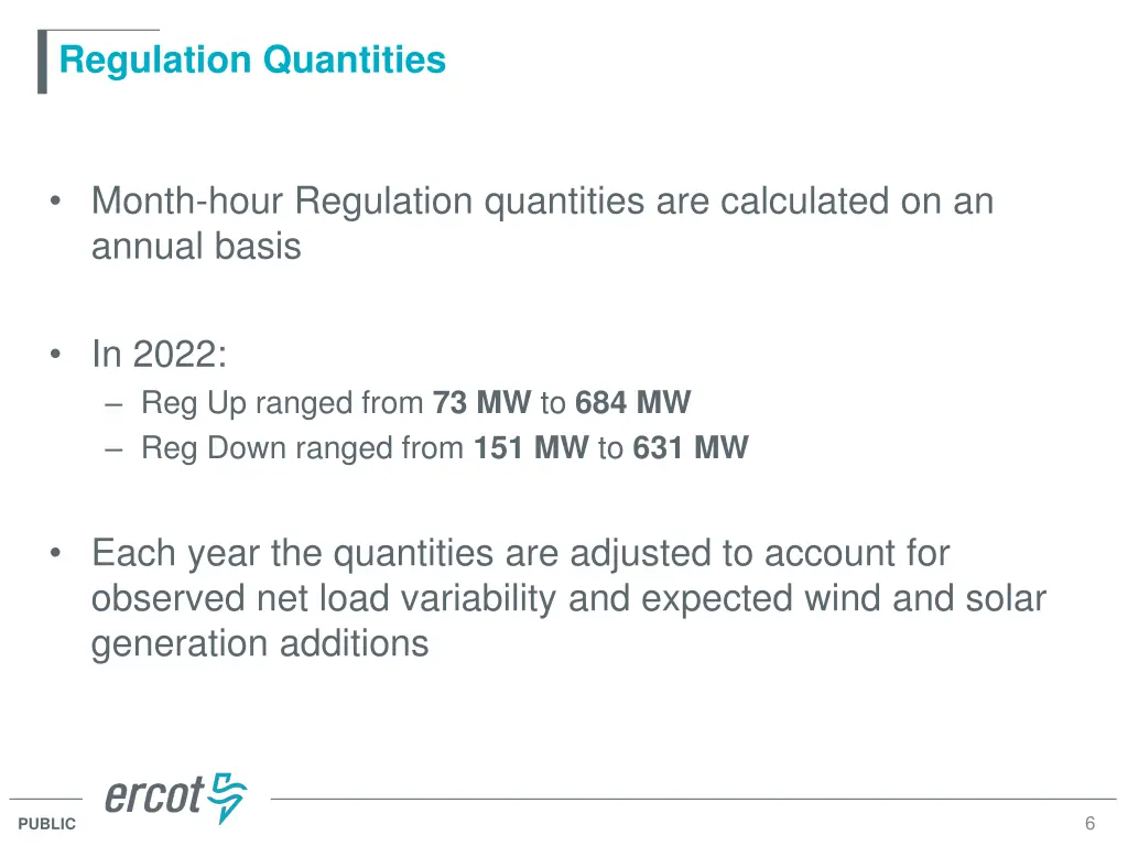 regulation quantities